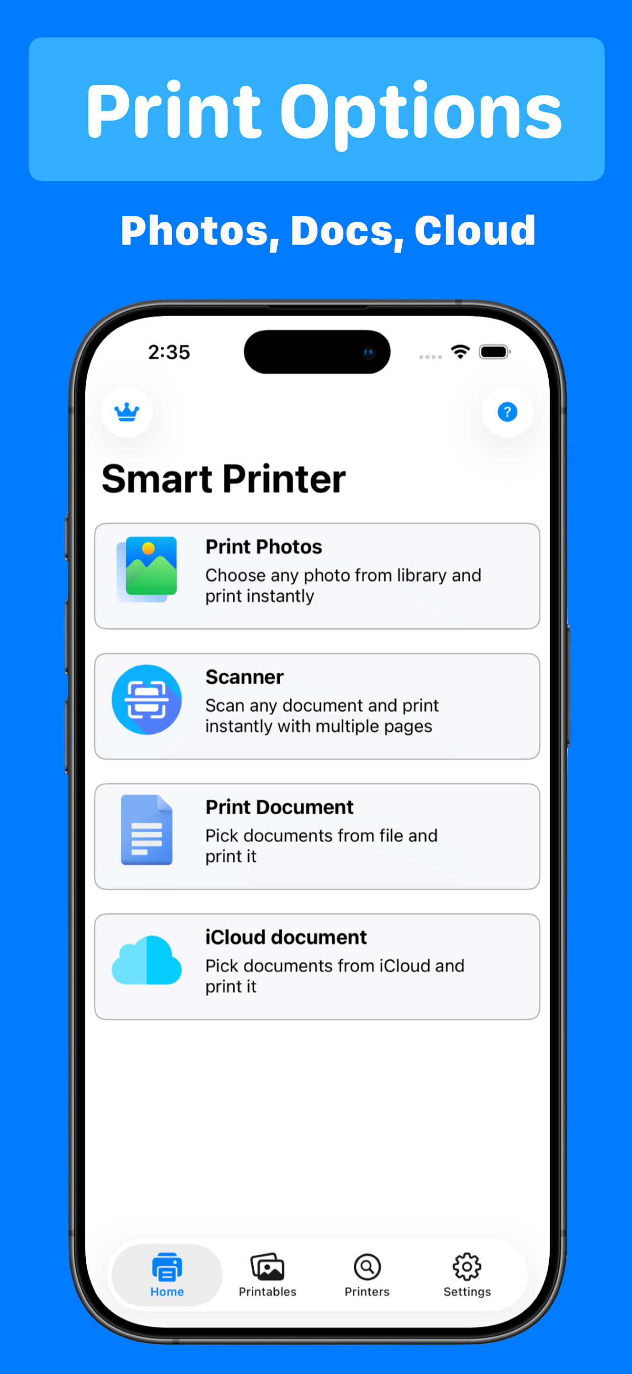 Smart Printer iPhone app — print photos, documents, and iCloud files
